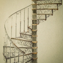 Железная винтовая лестница с перилами