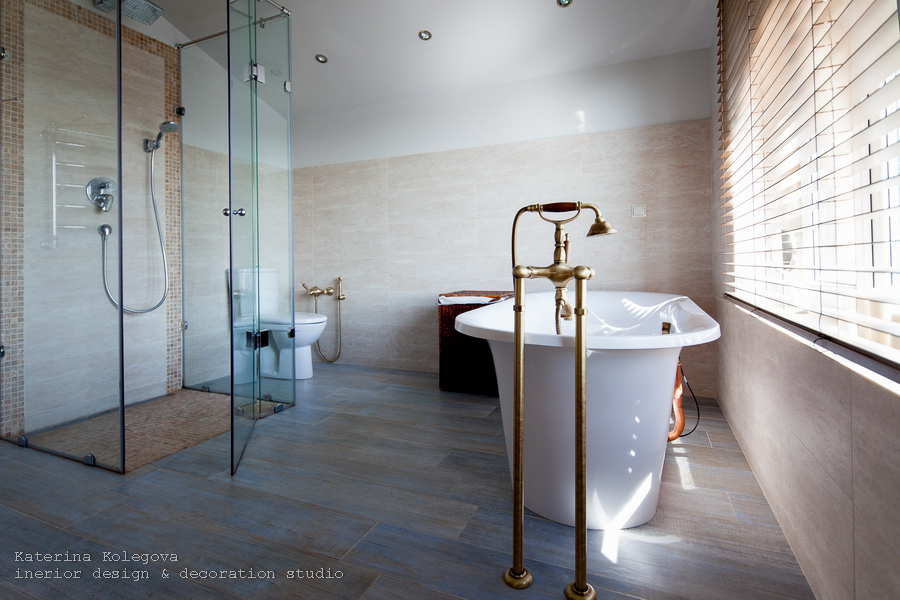 дизайн загородного дома, интерьер ванной комнаты