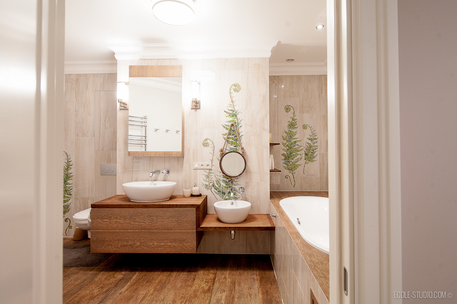 Эко-стилистика в дизайне ванной комнаты
